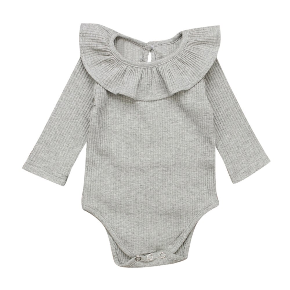 Pagliaccetto del bambino Appena nato Del bambino Del costume Del bambino Del bambino infantile Delle Ragazze Del Manicotto Lungo Solido Delle Increspature Della Tuta Del Pagliaccetto Vestiti Del bambino Vestiti 2019