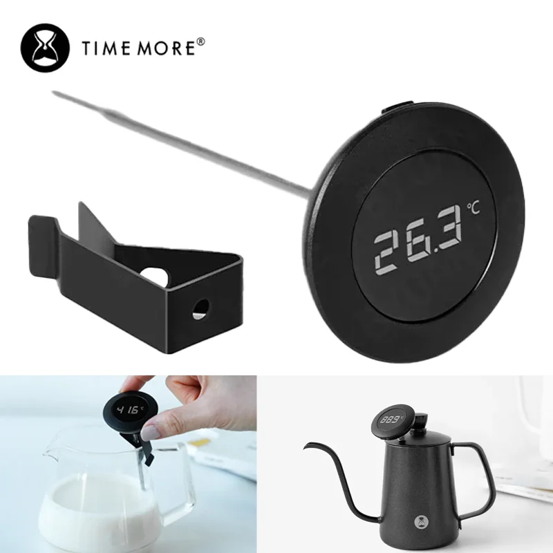 TIMEMORE-termómetros digitales Little T para café, termómetro para medir café con leche, termómetro electrónico de cocina de acero inoxidable