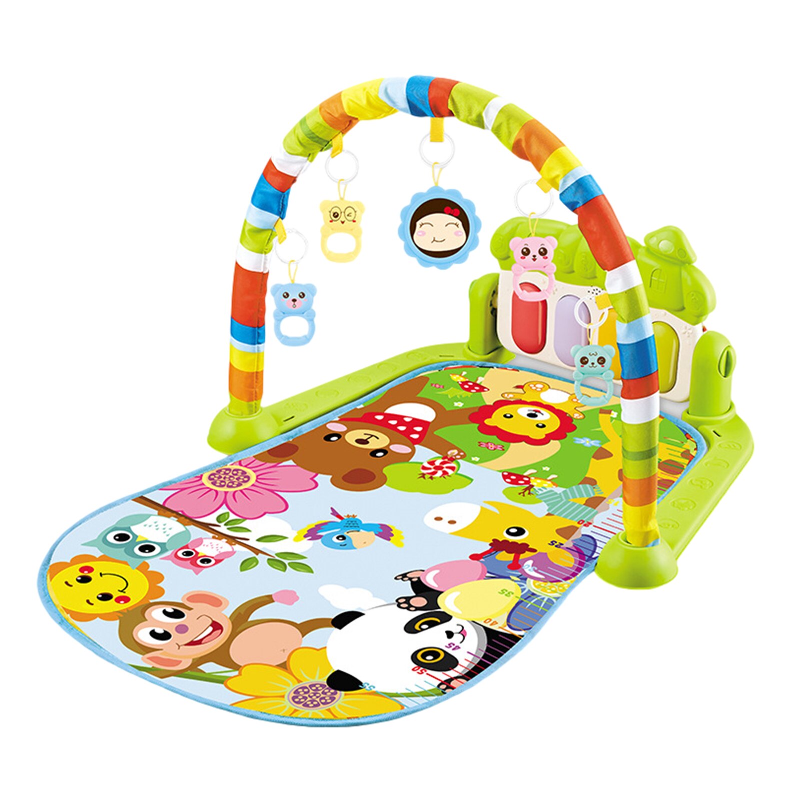 Musical Baby Play Mat Interesting Play Piano Activity Gym With Hanging Toys For Children 0-3 Years: Green