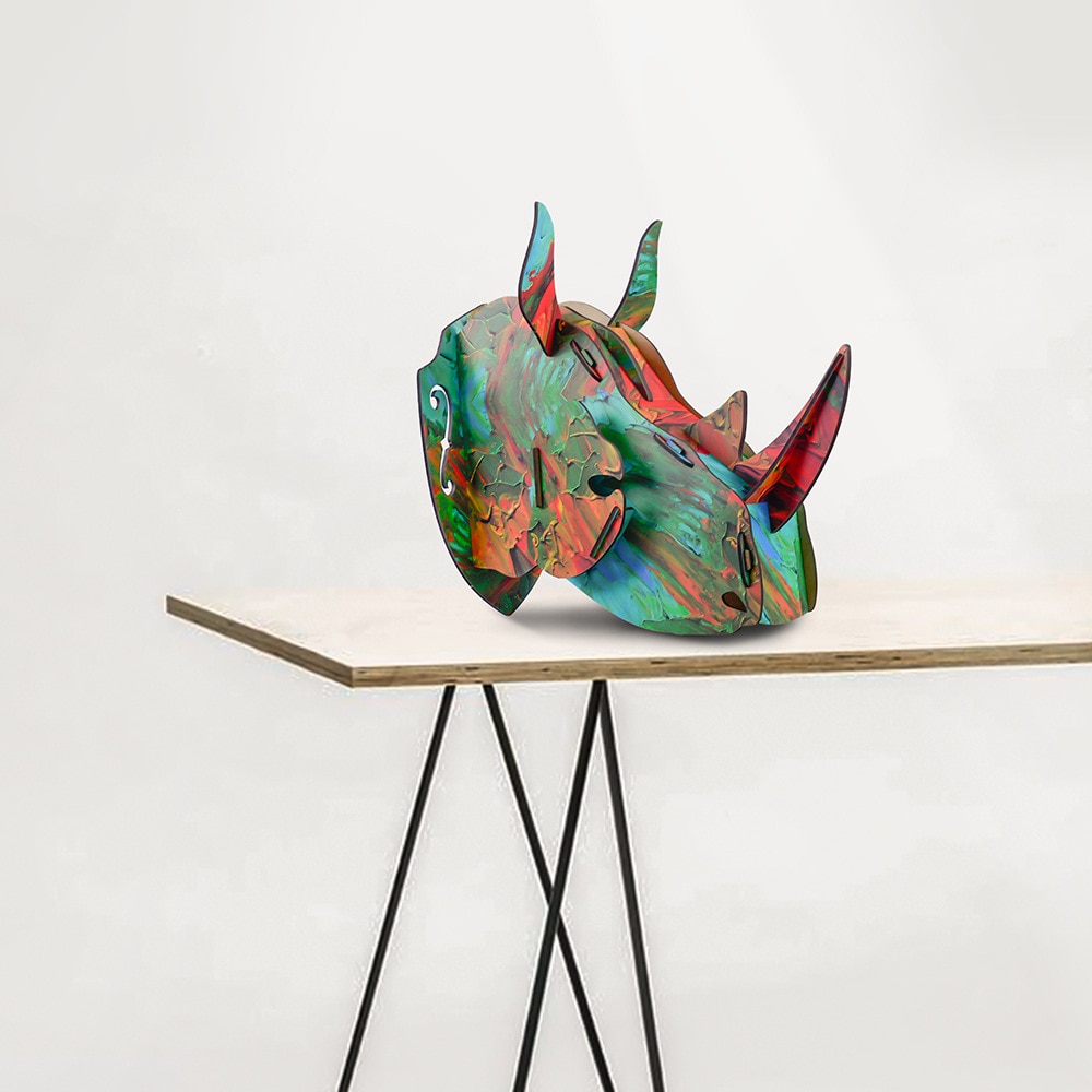3D Dierenkop Muur Mount Herten/Eenhoorn/Rhino Hoofd Houten Diy Speelgoed Kinderkamer Muur Opknoping Decoratie Verjaardag kerstcadeau
