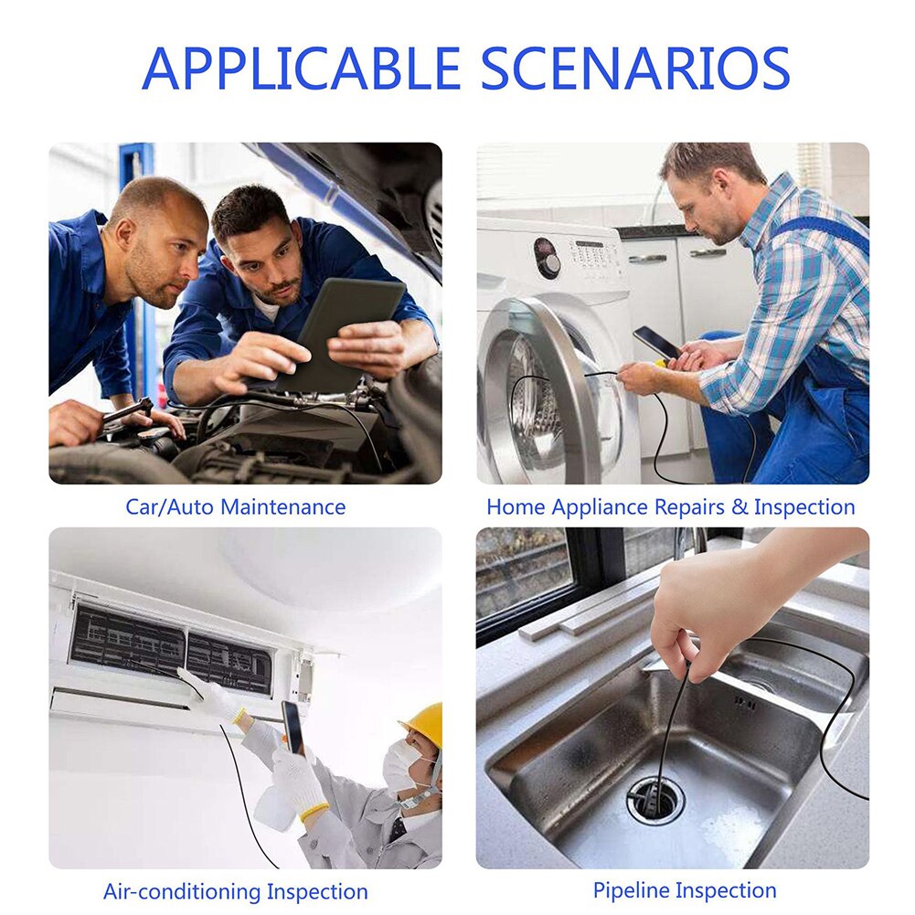 Industrial Endoscope IP67 with 6 LED Conduit Air Conditioning Pipeline Drain Sewer Inspection Waterproof Snake Camera