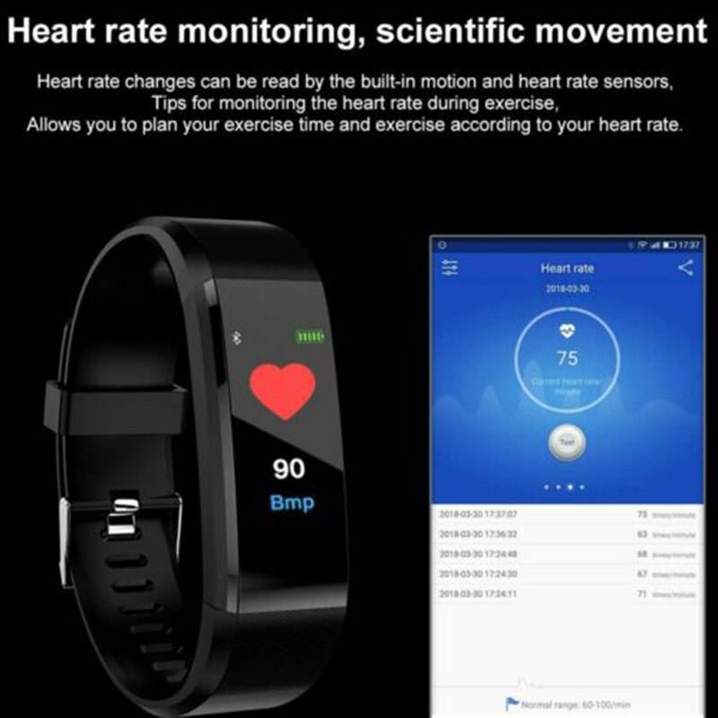 115Plus Smart Watch Sport Gezondheid Waterdicht Fitness Smart Watch Activiteit Tracker Wrist Band Armband Smart Polsbandjes