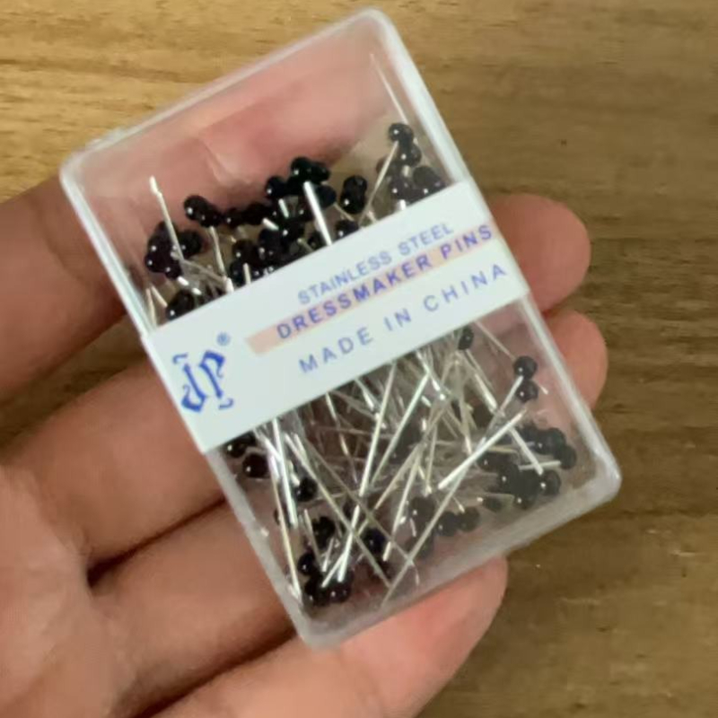 Nowe przenośne 100 sztuk/pudło DIY okrągłe szpilki z perłową główką mieszane kolory proste igły robić ​​pikowania DIY rzemiosło krawieckie szpilki z pudełkiem: czarny