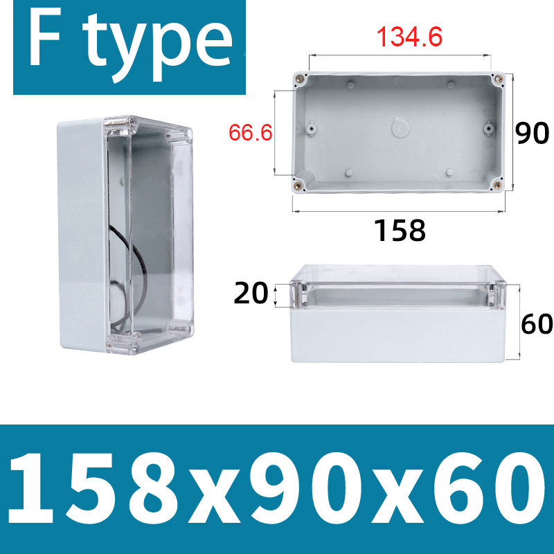 F-type transparent waterproof box Outdoor monitoring box Outdoor waterproof junction box ABS Plastic terminal seal switch box: Brown