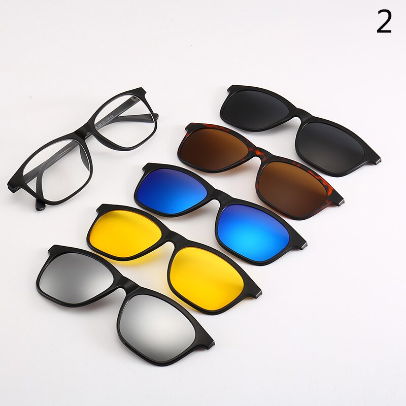 5 Pcs Magnetische Clip Zonnebril Mannen En Vrouwen Bril Met Gepolariseerde Brillen Bijziendheid Optische Reading Frame Met Pakket: 2