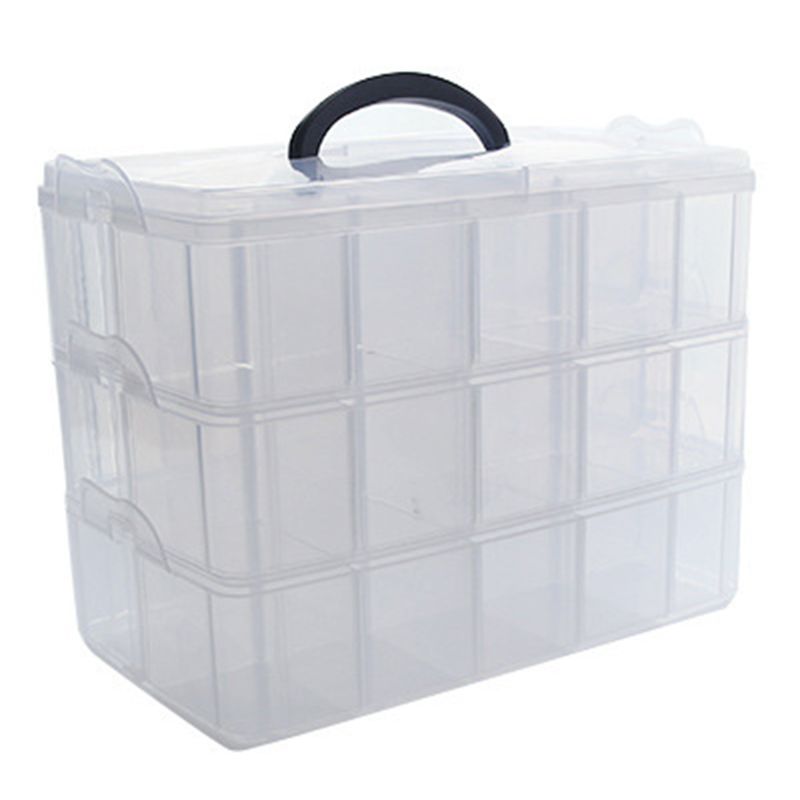 Clear Storage Box Stationery Organizer Cosmetics Tape Art Supplies Case Holder: L