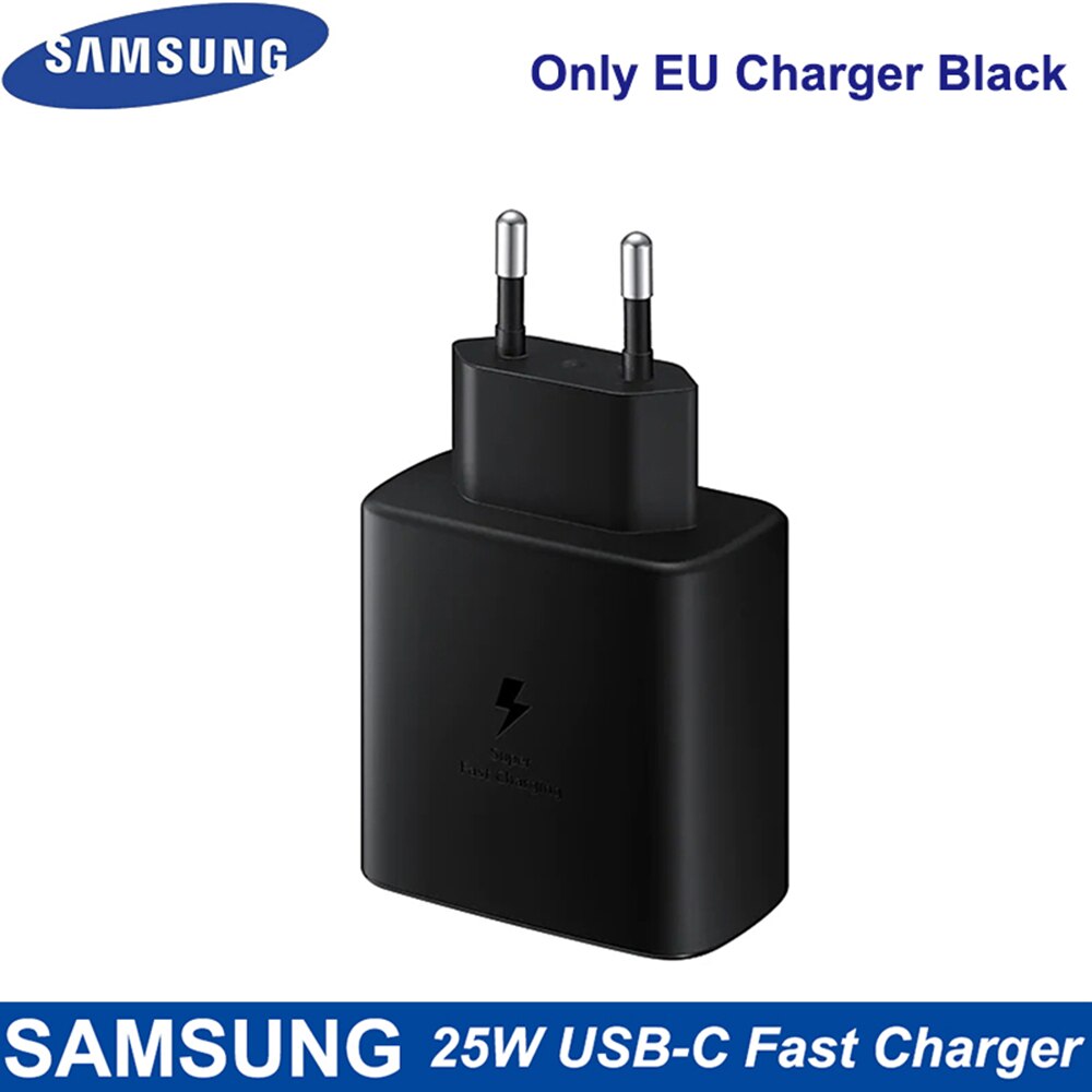 Original Samsung Note 20 Ultra 25W Charger Surper Fast Charge USB Type C Pd PPS Quick Charging For Galaxy Note 20 10 S21 S20 5G: Black EU Charger