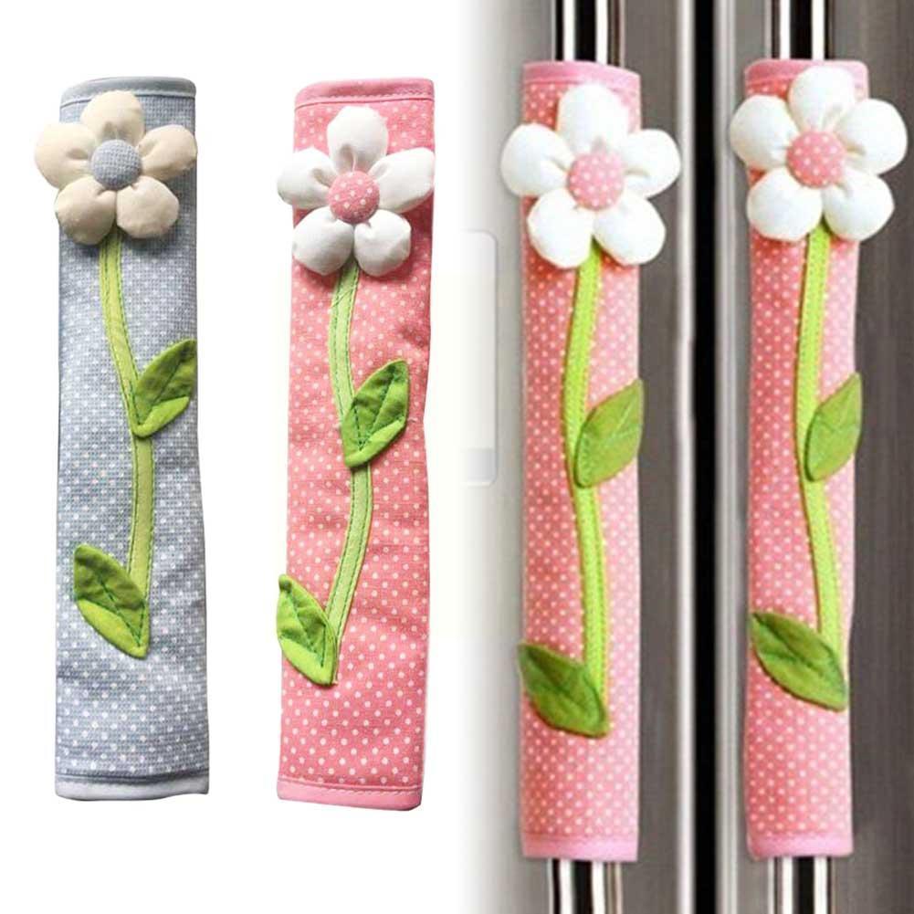 Cubierta de mango de tela para puerta de frigorífico, accesorios para el hogar, guantes dobles, perilla de algodón, L7s2