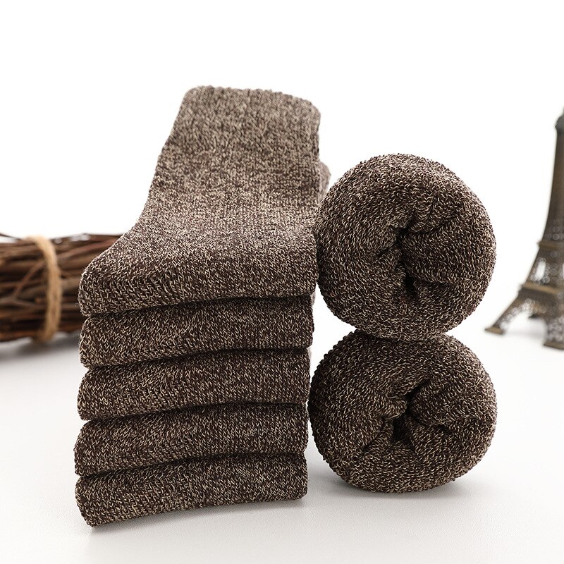 S010 Brand 5pcs/ pack navy blue grey brown Casual Breathable winter warm Male Socks men's Cotton Socks: brown 5pcs