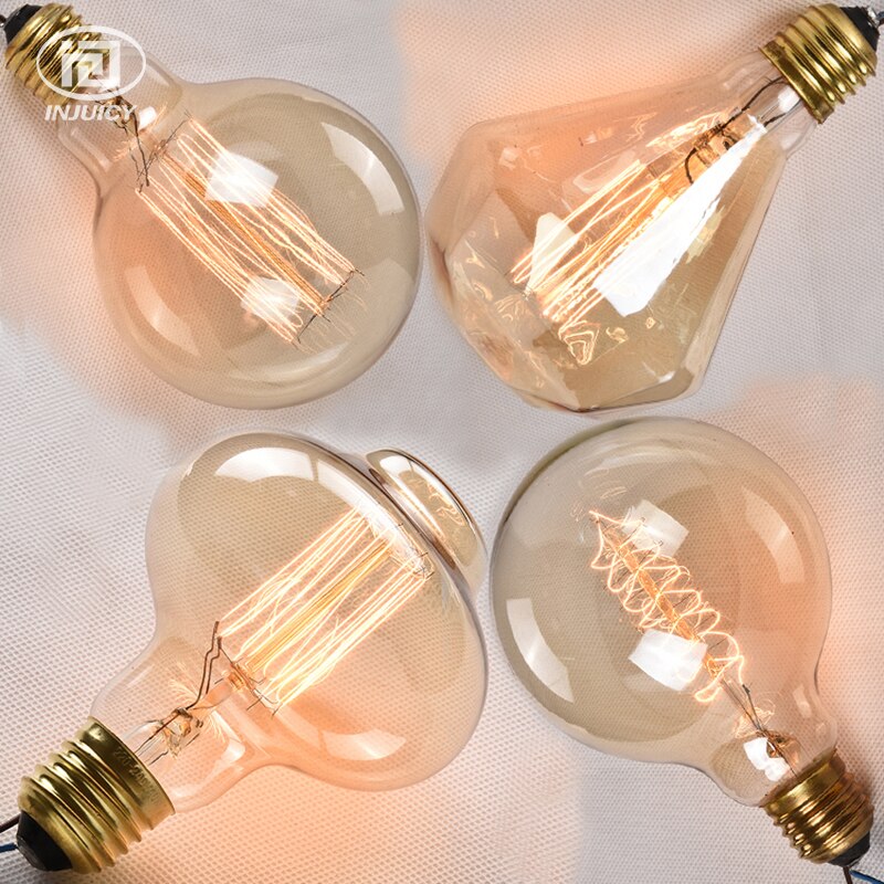 Vintage edison tungsten glödlampa  e27 skruv glödlampa 40w watt diamant dekorativ retro industriell belysning ljuskälla
