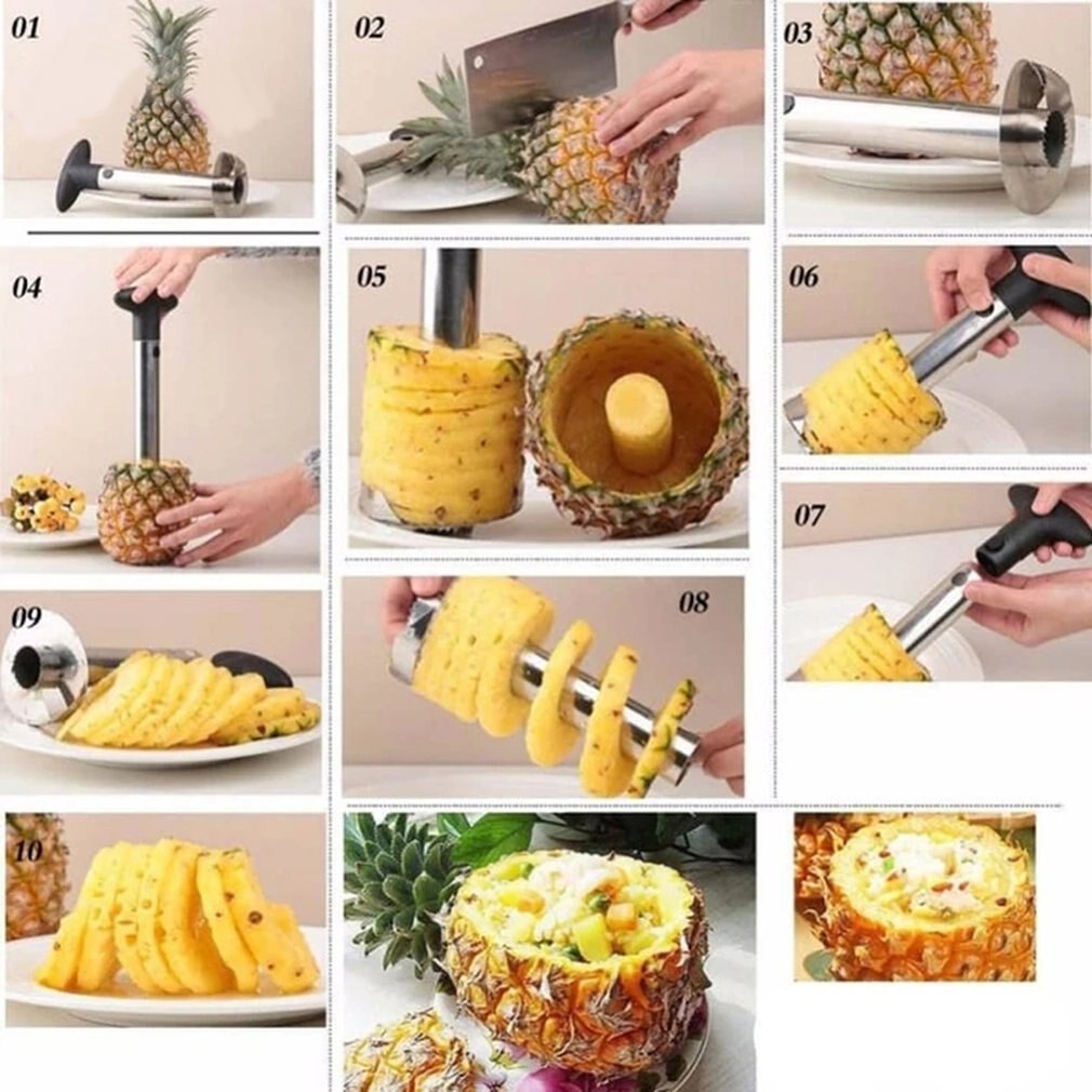 Ananas Schneidemaschine Küche edelstahl Ananas schneiden obst messer Ananas schäler schnell schneiden Ananas messer scheibe