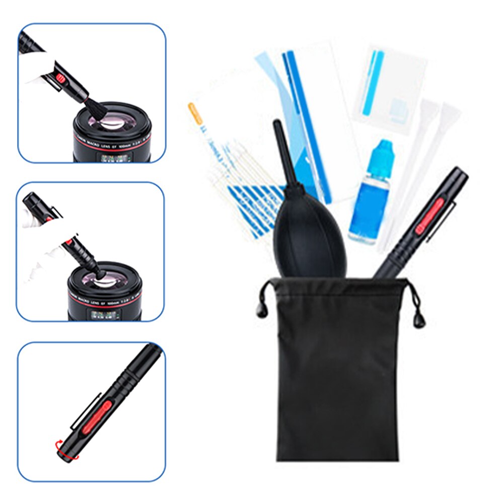 DSLR SLR Camera Cleaning Kit Multipurpose Screen 9 In 1 Universal Lens Sensor Care Cloth Brush Swabs Air Blower