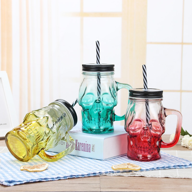NEWYEARNEW Kleurrijke Stro cup Schedel Ananas Persoonlijkheid Glas Relief Melk Cup Mok Verjaardag Halloween Warm Cool Water Cup
