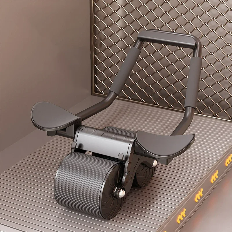 Buikwiel Oefening Buikspier Trainer Ab Roller Elleboog Ondersteuning Automatische Rebound Buik Roller Wiel Glijbaan: Black