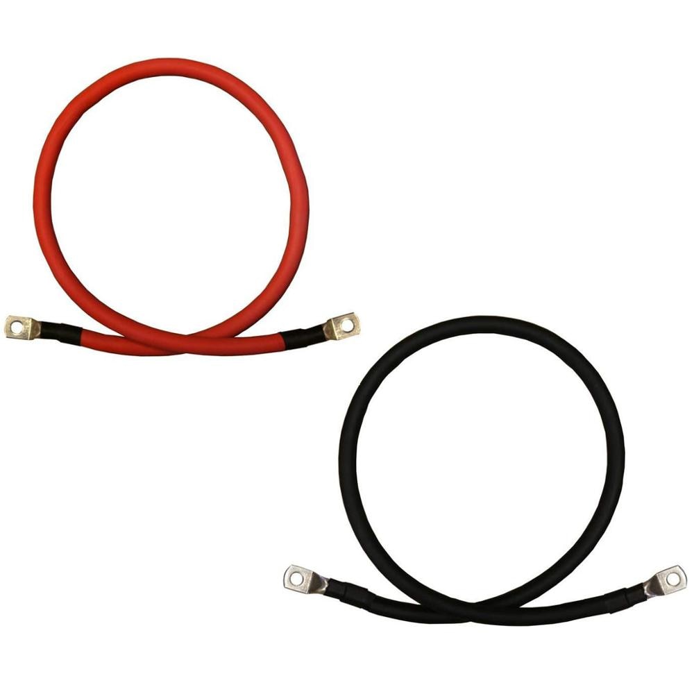 Câbles de l'onduleur de batterie en cuivre pur, calibre 4 AWG, rouge + noir, pour installation solaire, camping-Car, voiture, bateau, 1 ft. 2 ft
