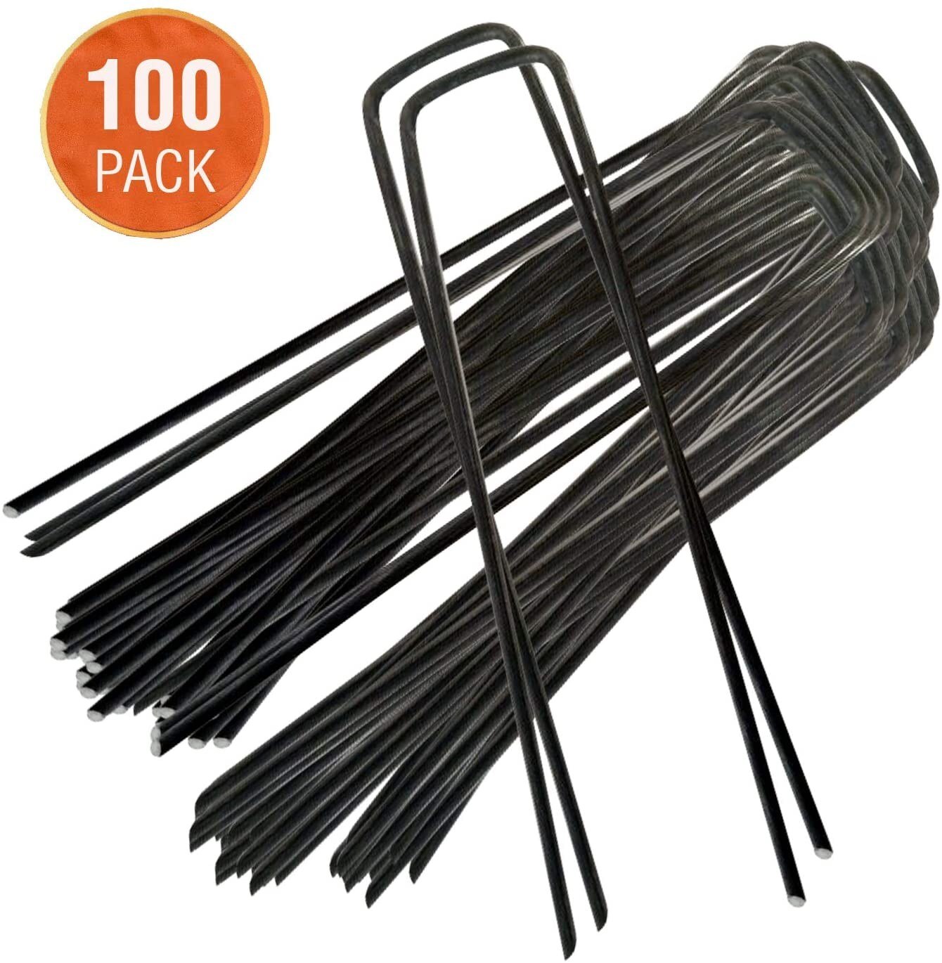 100 pcs U-shaped Gardening Nail Lawn Fixer Garden Ground Grass Lawn Turf Pegs Staples Fastening Nails for Fix Weeds Fabric