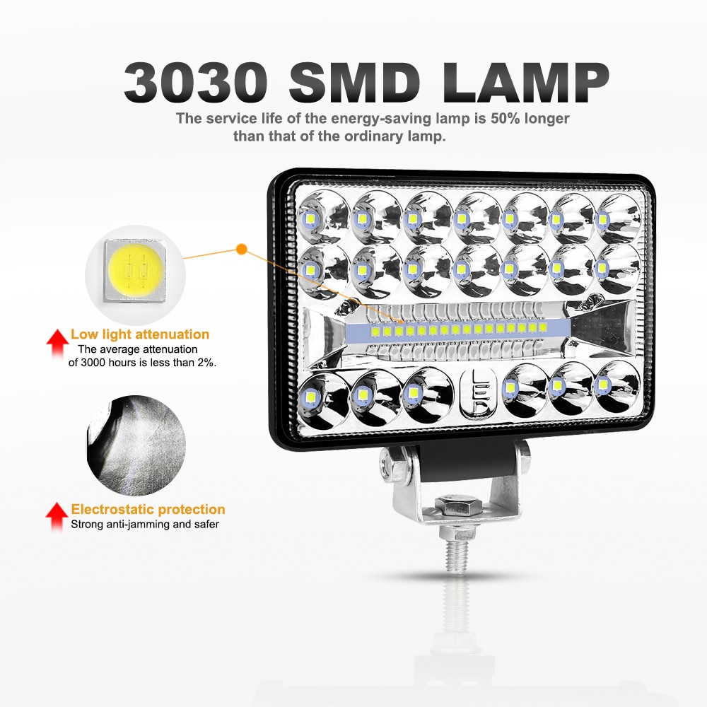 Barra de luz LED de 4 '', 5'', 6'', 7 pulgadas, punto todoterreno, luz de trabajo LED para camión, coche, barco, Tractor, 4x4, faros Atv, 12V, 24V