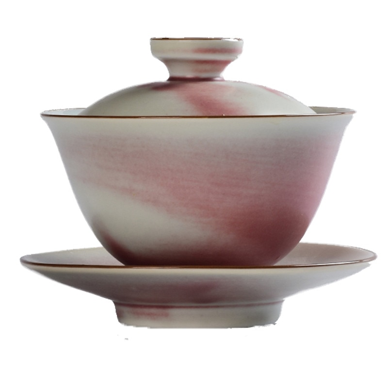 Retro Coarse Pottery Kiln Gaiwan Hand Made Ceramic Tea Bowl Tureen Drinkware Decorations Home Decor Tea Ceremony