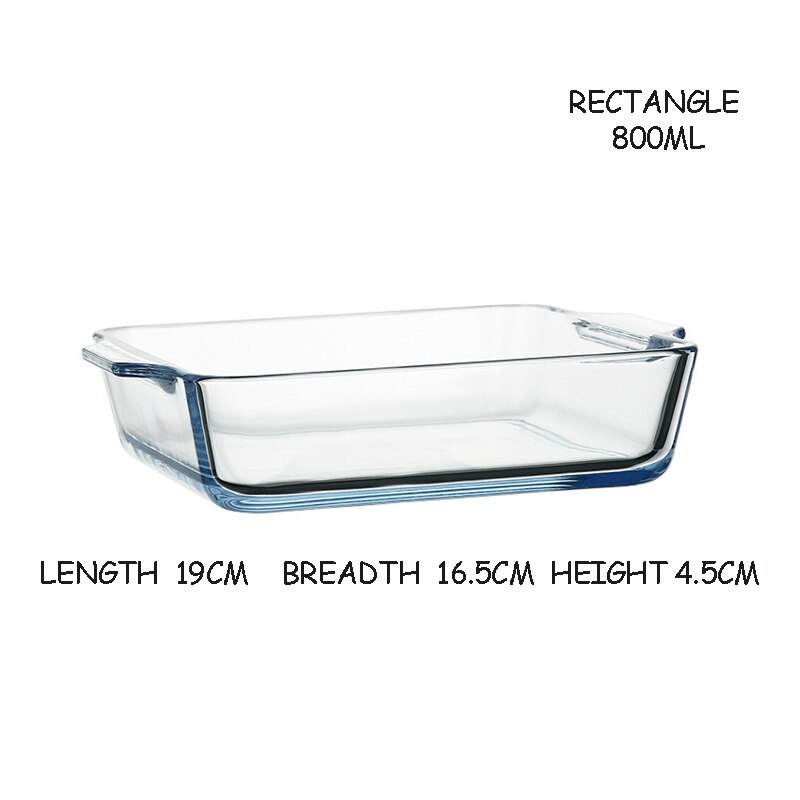 Klart glass ovnsbrett mikrobølgeovn firkantet tallerken ildfast fett med til ører comal kake brød rund ovnsbolle enkel lunsjtallerken: 19 x 16.5 x 4.5cm