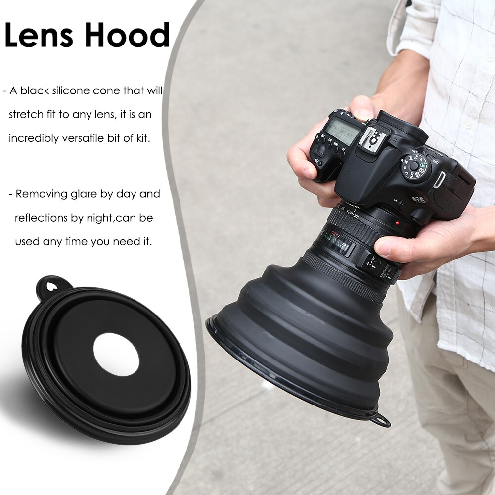 Ultimate Lens Hood Take Reflection-Free Photos Video 35mm 60mm Silicone Ultimate Lens Hood Universal for Nikon Canon Pentax