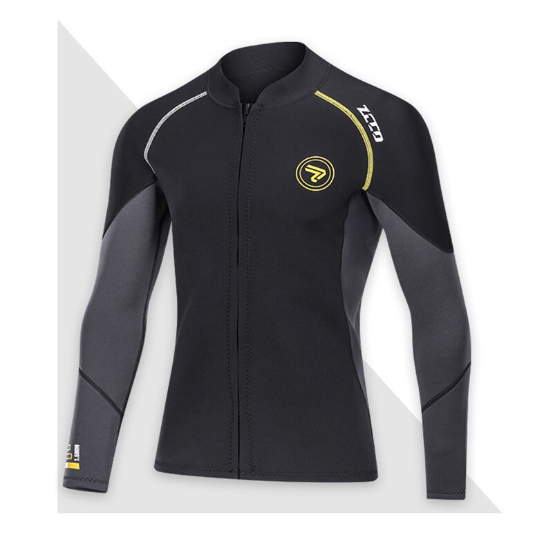 1.5Mm Neopreen Full Zip Duiken Jas Heren Lange Mouwen Duiken Top Warm Patchwork Split Wetsuit Snorkelen Kajak Surfen M-4XL: XL