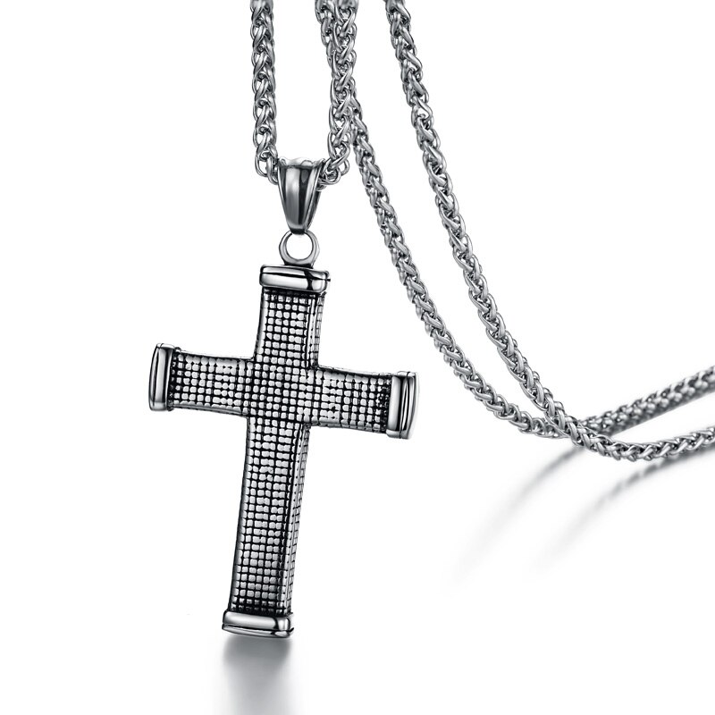 Valily Trendy Zilveren Kleur Rvs Link Chain Kettingen voor Mannen Cross Hangers & Kettingen Metal Mode-sieraden Gif