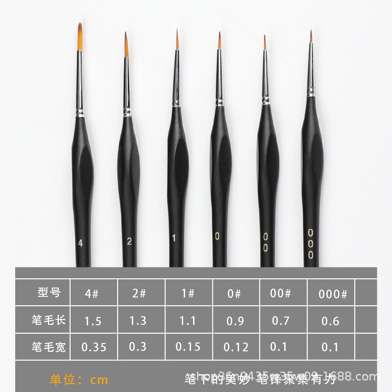 Lijntekening Pen 6 Set Nylon Wol Driehoekige Berken Pen Lijntekening Pen Sub-Jet Zwart Vat