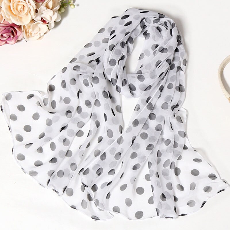 Foulard en mousseline de soie georgette à pois pour femme, long châle bandana, fin, pour l'été: 3