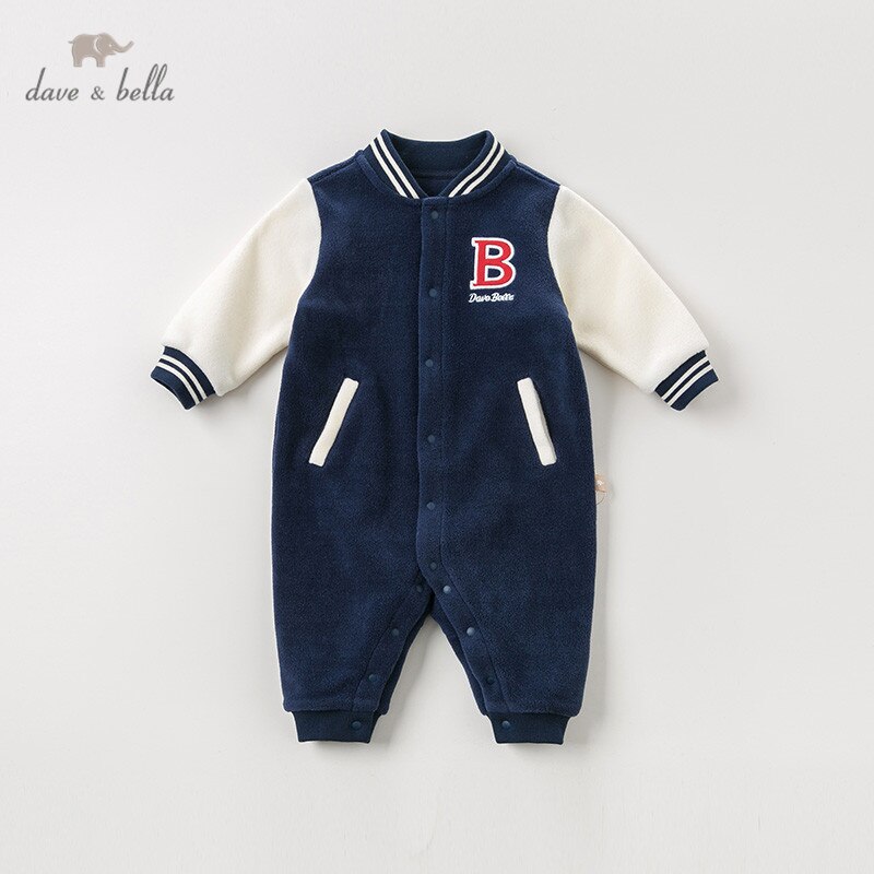 DBA10880 dave bella outono bebê menino de manga longa romper infantil criança macacão crianças boutique new born romper 1 peça