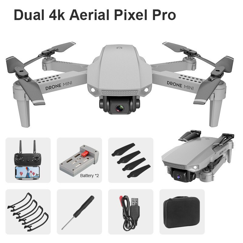 E88 RC Drone With 4K HD Wide Angle Camera Wifi 1080p Fpv Video Live Quadcopter Outdoor Hand Throwing Plane Remote Control Toys: Dual 4K 1 battery