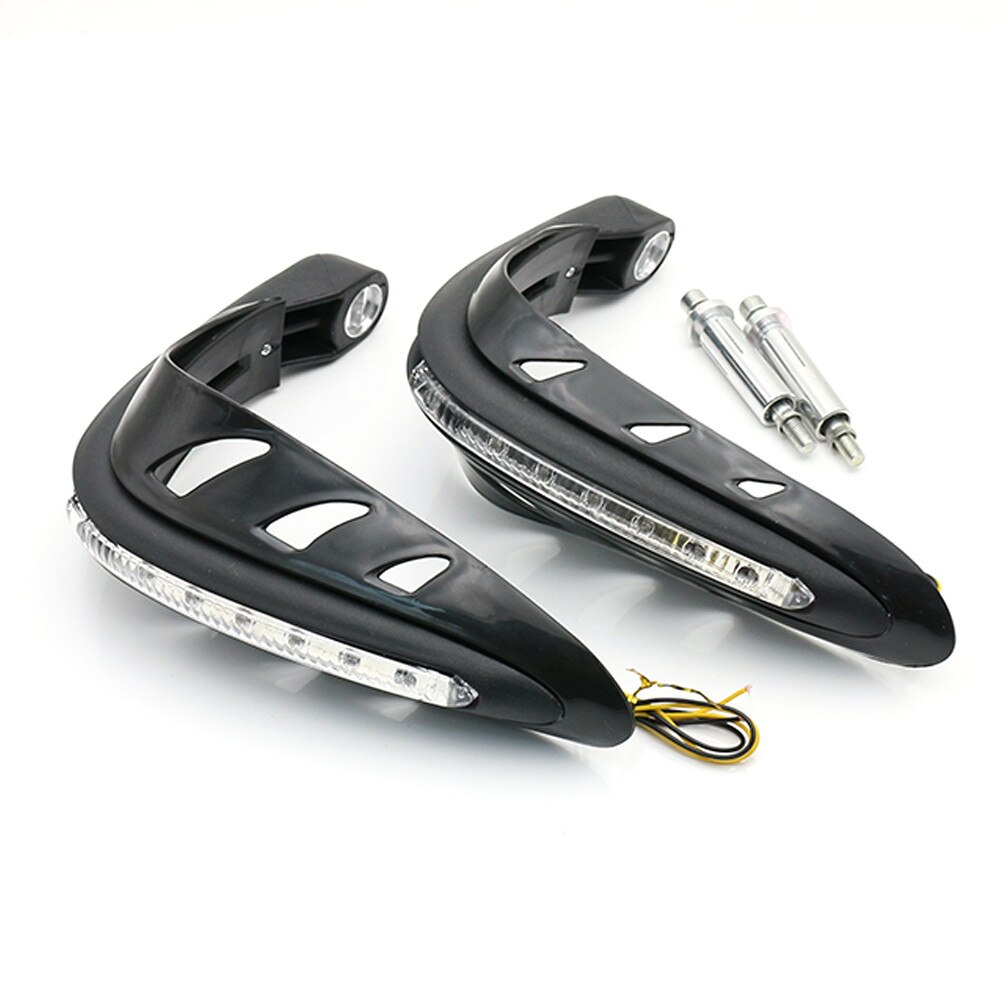 Protège-mains pour guidon de moto, 1 paire, protège-main avec lumière LED protège-mains, protège-mains, accessoires pour moteur universels: Black