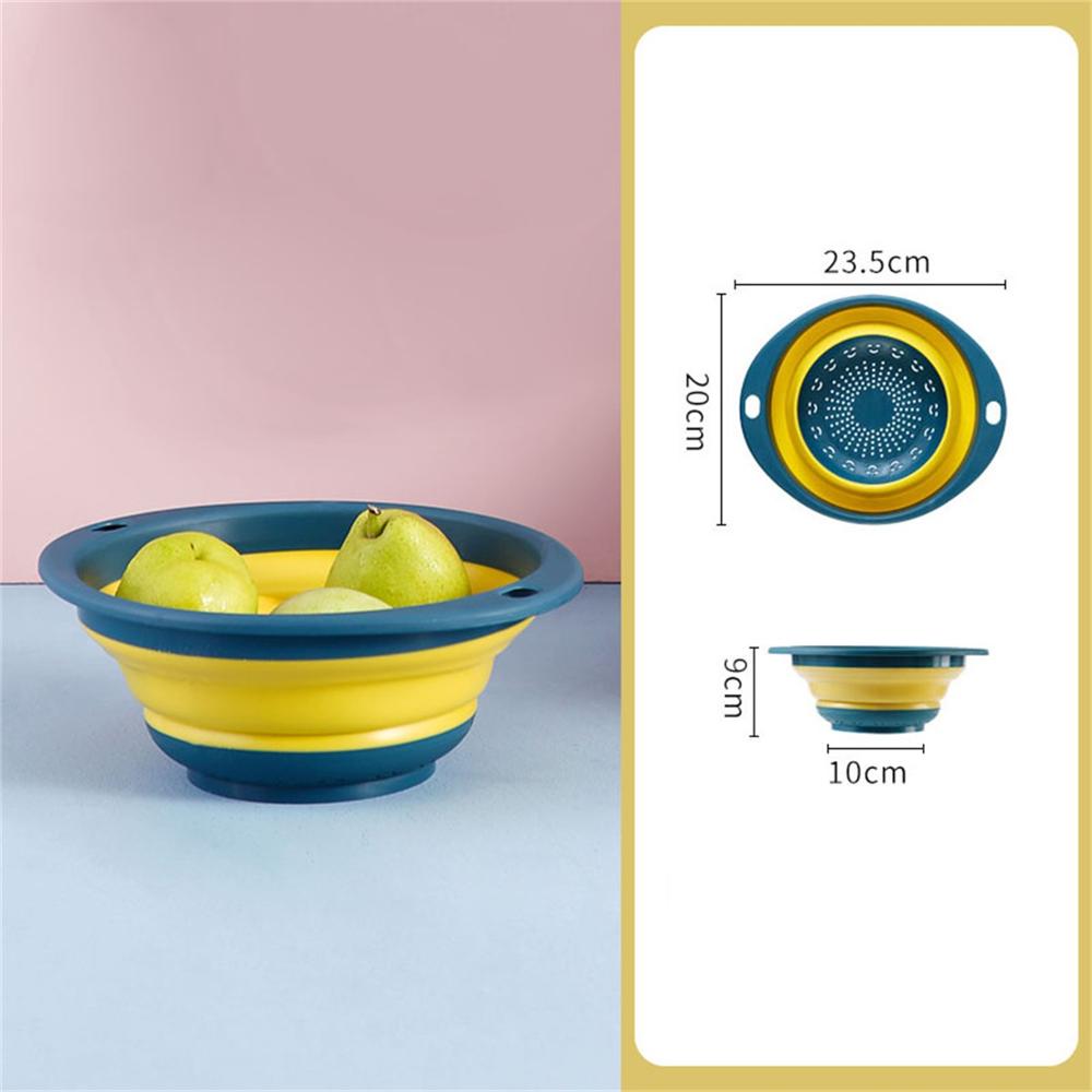 Colourful Kitchen Foldable Drain Basket Wash Fruit Colanders Drainer Basin Folding Vegetables Drain Sieve Food Washing Strainers: S Yellow