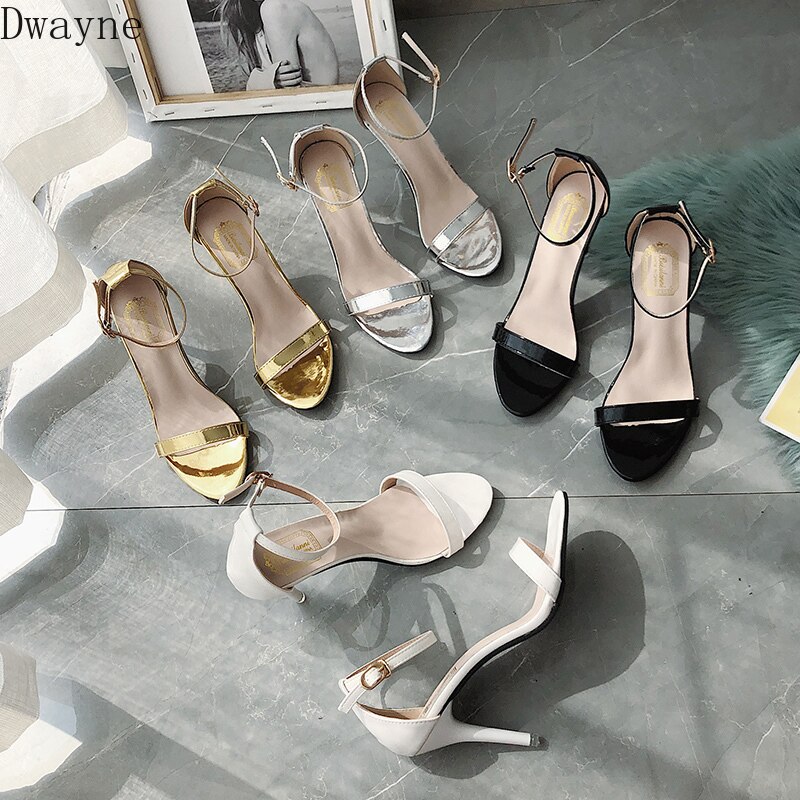 Silver Gladiator Sandals Roman sandals Summer Office High Heels Women Buckle Strap Pumps Casual Women Shoes Plus Size 34-41