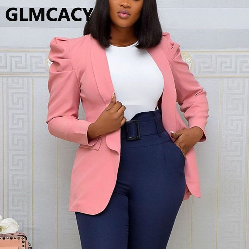 Kvinder oversize enkeltradet langærmet top blazer kontor dame arbejdstøj