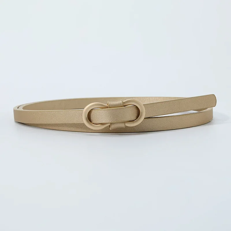 PU-leer damesmode riem metalen knoopgesp Tailleband Buikband voor jurkjeans: Goud