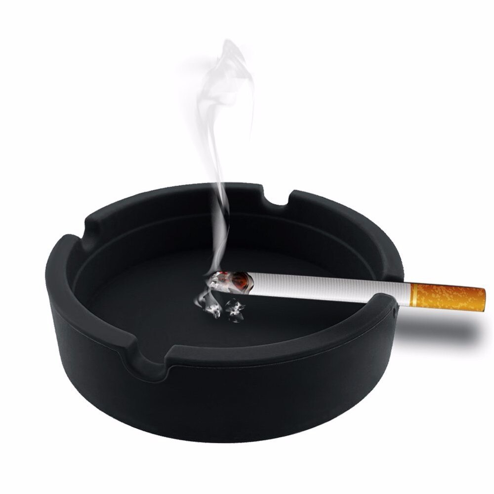 Silicone Rubber Round Ashtray Eco-friendly Fall-proof Noctilucent Ashtray Home Decoration #50: Black 