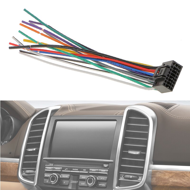 16cm bilradio stereo ledningsnett pluggkabel med 16 pinner kontakt til kenwood møter eia fargekoder biltilbehør