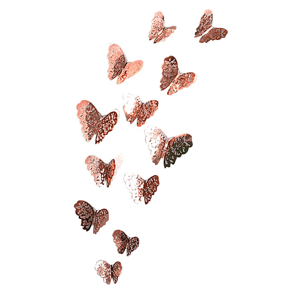 12 pièces papillons Stickers muraux autocollants autocollants sur le mur nouvel an décorations pour la maison 3d papillon Pvc papier peint pour salon