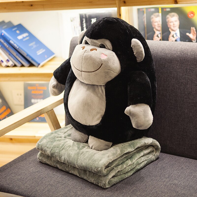 Tecknad gorilla kudde filt korall mjuka kuddar brun tupplur kudde sovkudde heminredning soffa kudde kudde