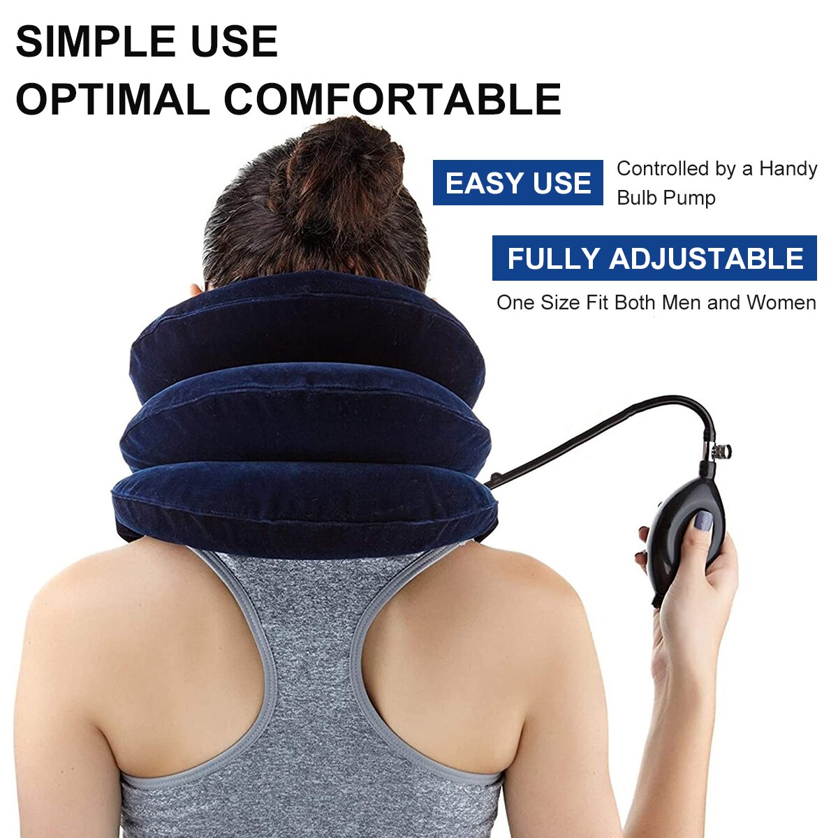 Pinched Nerve Neck Stretcher Cervical Traction Device 3 Tube Inflate Neck Stretcher Collar Pain Relief for Chronic Neck Pain