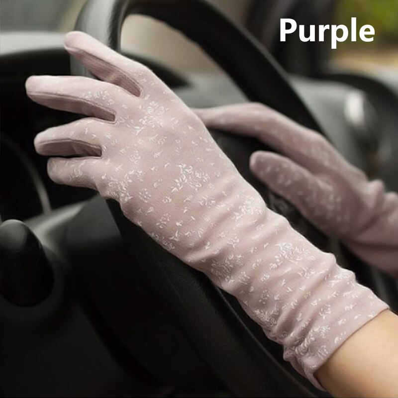 Summer Driving Sun Protection Gloves Women Girls Mid-long Thin Cotton Sun UV Resistant Touch Screen Gloves Lady Breathable Glove: A
