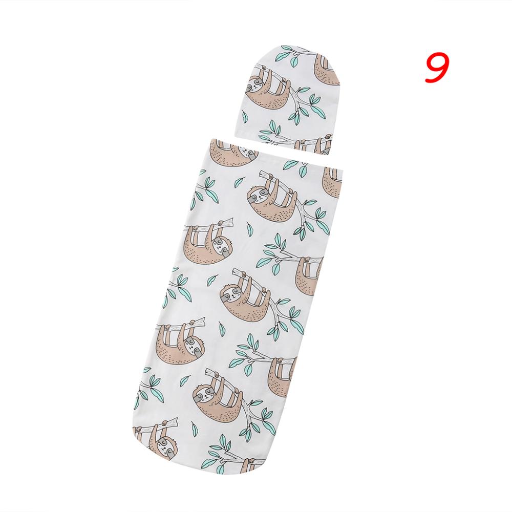 Baby Sleeping Bag Soft Comfortable Infant Swaddle Muslin Blanket Newborn Baby Wrap Swaddling Blanket Bag+Hat Set: 9