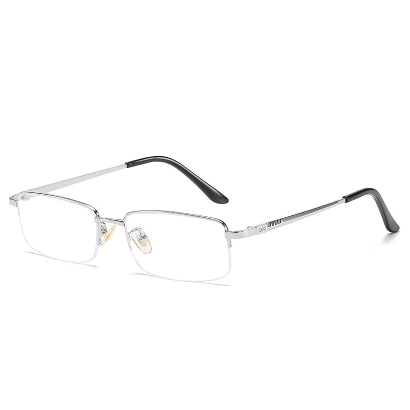 Elbru-gafas miopes cuadradas para hombre, anteojos de negocios semimontura, antiluz azul, miopía, ultraligeros, de Metal, transparentes: Verde / +250