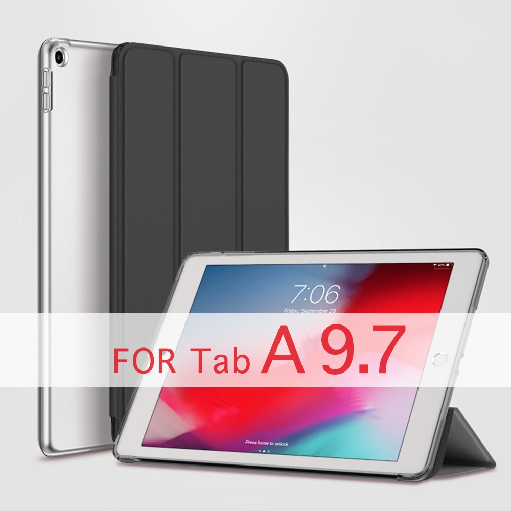 Surfplatta fodral för samsung galaxy tab  a 9.7 tum sm -t550 sm-t555 p550 p555 9.7 '' funda pc bak pu läder smart cover auto sleep
