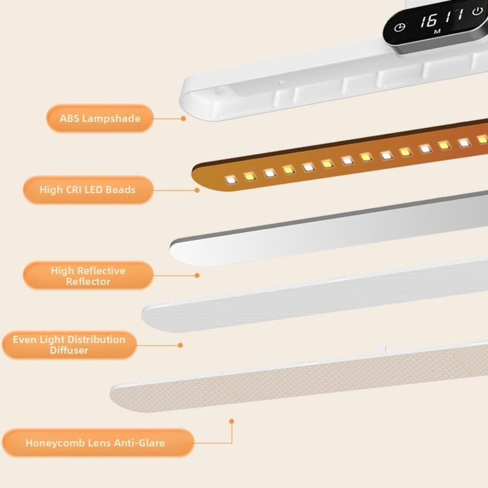 Tijdweergave leestafellamp traploos dimmen magnetische voet led bureaulamp usb oplaadbaar afstandsbediening wandlamp kast