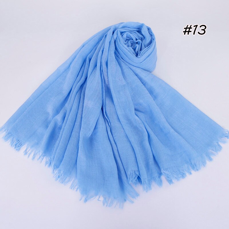 Premium Linen Cotton Hijab Scarf Women Muslim Hijab Large Size Plain Fringe Shawl Tassel Wraps Headband Long Scarves 190X100cm