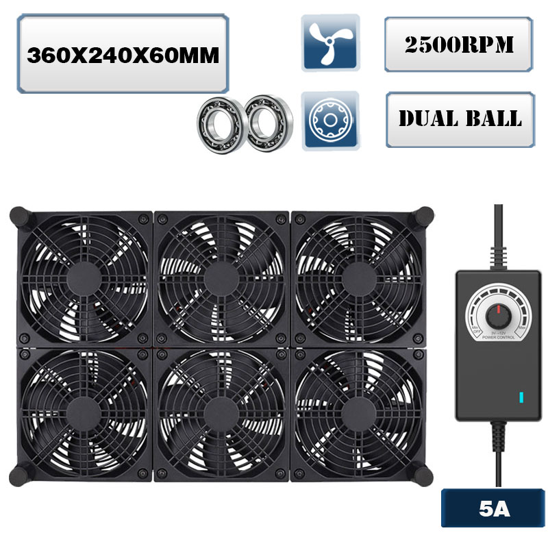 Routerfläkt tv-boxfläkt 120mm 240mm 360mm gör-det-själv-tv-boxkylfläkt med hastighetsregulator 80v-240v & skyddande nät skrivbordskylfläkt