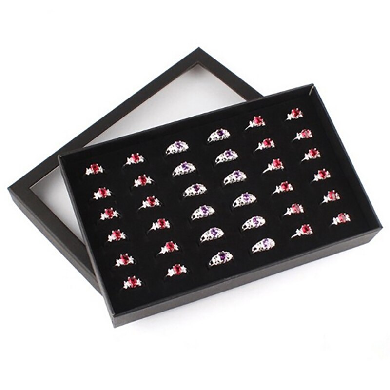 1 pièces pratique Fine 36 fentes anneau stockage oreille présentoir boîte coffret à bijoux à compartiments Transparent fenêtre vitrine 21.7x13.5x3cm