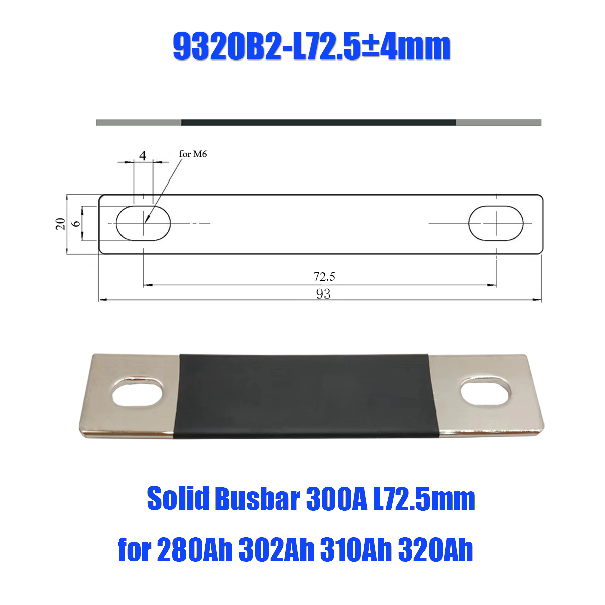 Lifepo4 Battery Flexible Busbar 72mm 300A Lithium Battery Straps Clips Stud Connecting Bars Pure Copper For LFP 230Ah 280AH 280K