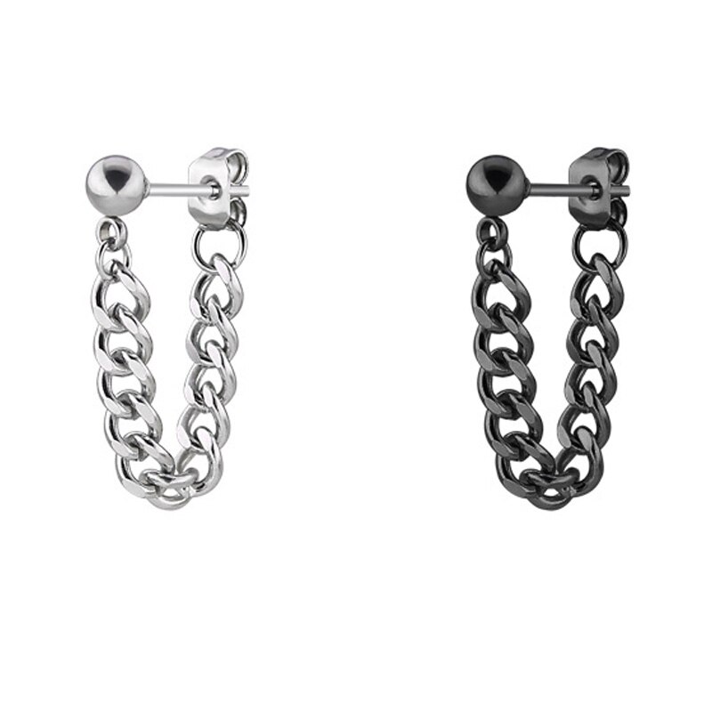 1Pc Ketting Stud Oorbellen Brincos Mode Oorbel Rvs Koreaanse Vrouwen Mannelijke Oorbellen Voor Mannen Zwart Punk Sieraden